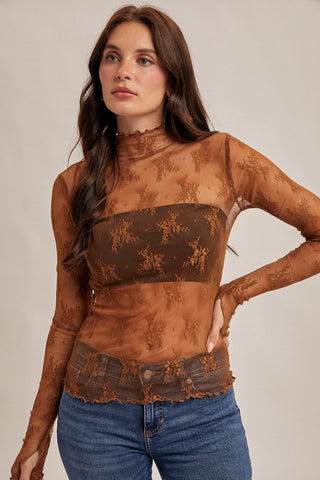 HLB Lace Layering Top - TOBACCO