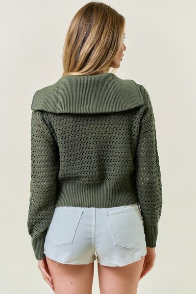 Rae Zip Up Sweater Jacket - Olive