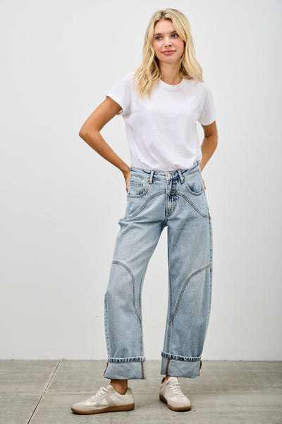 Saige Barrel Cuffed Denim