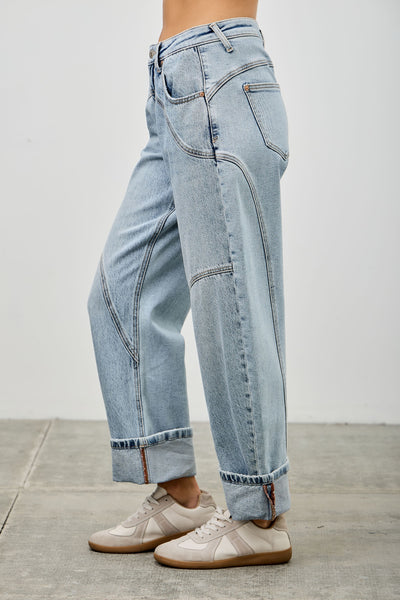 Saige Barrel Cuffed Denim