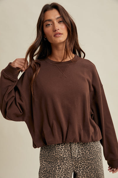 Bubble Hem Chocolate Sweater