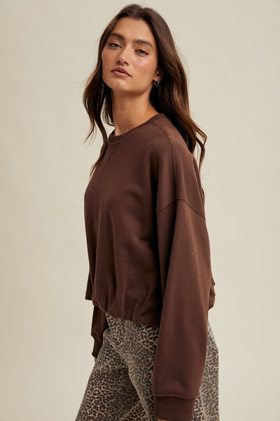 Bubble Hem Chocolate Sweater