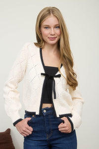 Ava Velvet Bow Cardigan