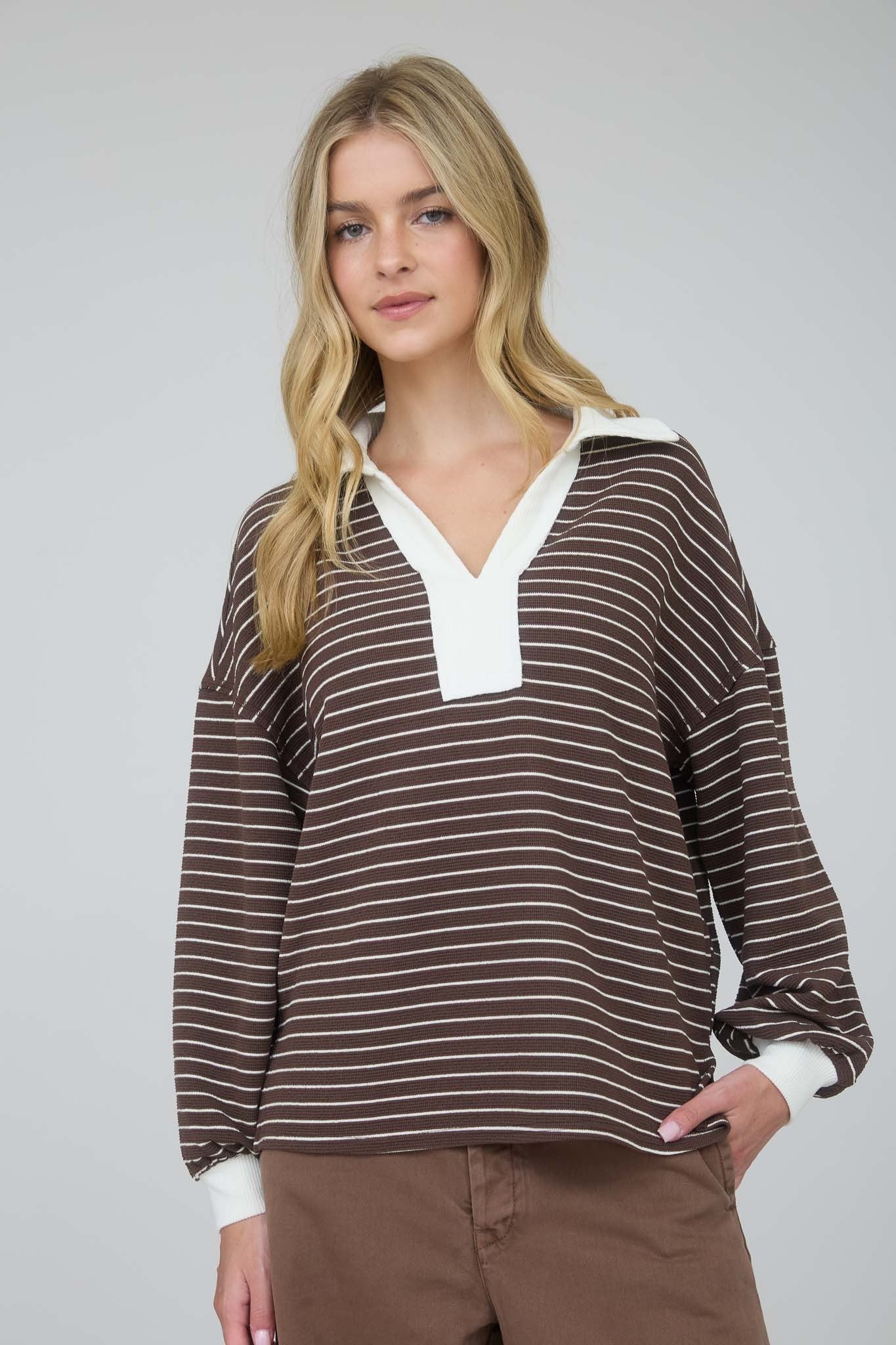 Naomi Contrast Top - Brown