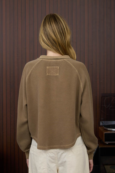 Zoe Half Snap Top - Brown