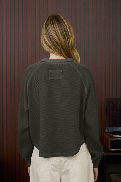 Zoe Half Snap Top - Charcoal
