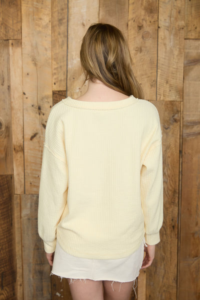 Rynn Ribbed Henley - Butter Yellow