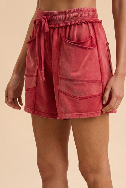 Red Utility Shorts