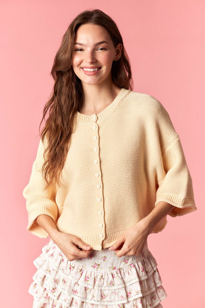 Curly Half Sleeve Cardigan - BUTTER