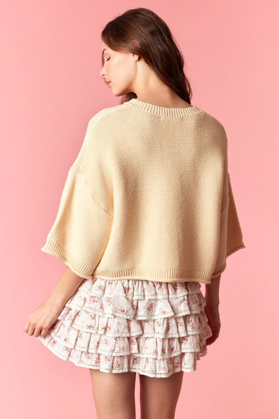 Curly Half Sleeve Cardigan - BUTTER