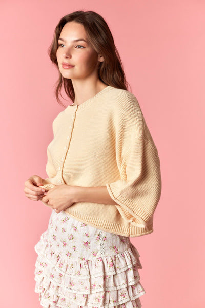 Curly Half Sleeve Cardigan - BUTTER