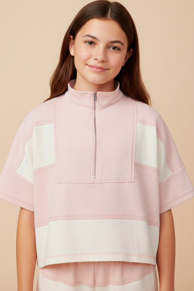 GIRLS Stripe Quarter Zip