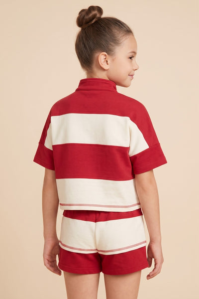 GIRLS RED Stripe Quarter Zip