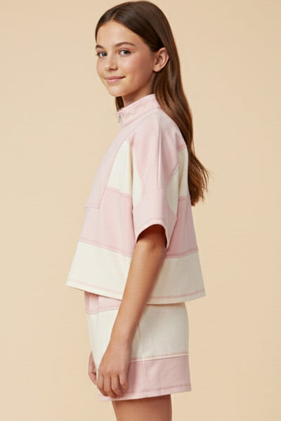 GIRLS Stripe Quarter Zip