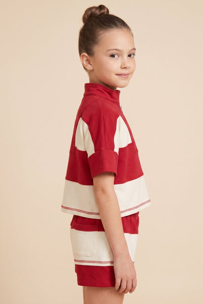 GIRLS RED Stripe Quarter Zip