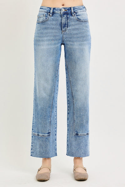 Mid-Rise Straight Seamed Jeans