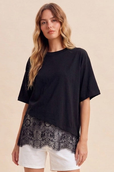 Annie Lace Tee - BLACK