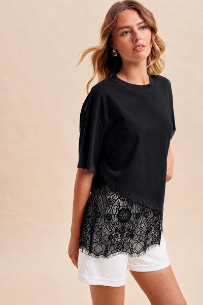 Annie Lace Tee - BLACK