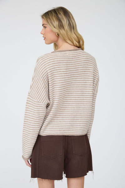 Piper Striped Cardigan - Light Mocha