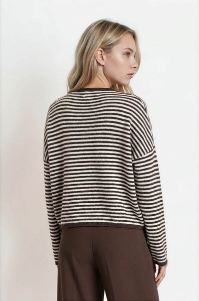 Piper Striped Cardigan - Dark Brown