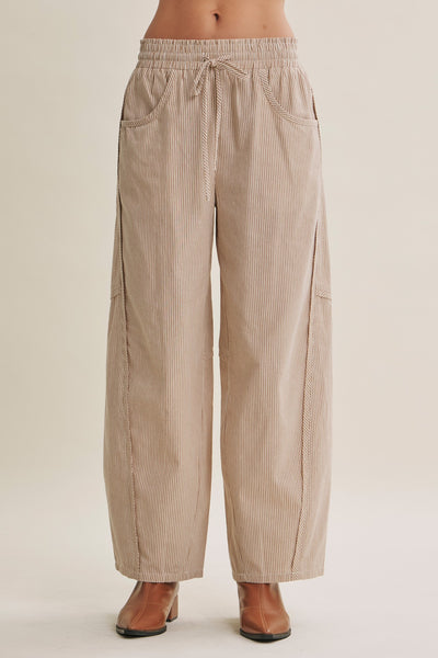 Camel Stripe Barrel Pant