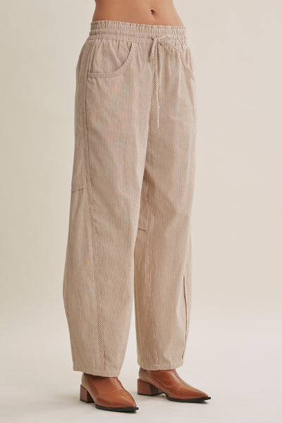 Camel Stripe Barrel Pant