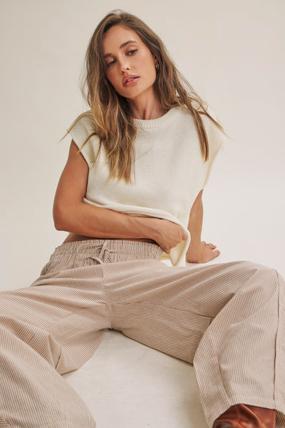 Camel Stripe Barrel Pant