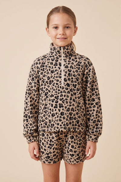 GIRLS Leopard Quarter Zip