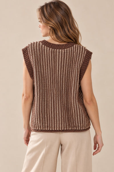 Kinlee Vest Cardigan - Chocolate