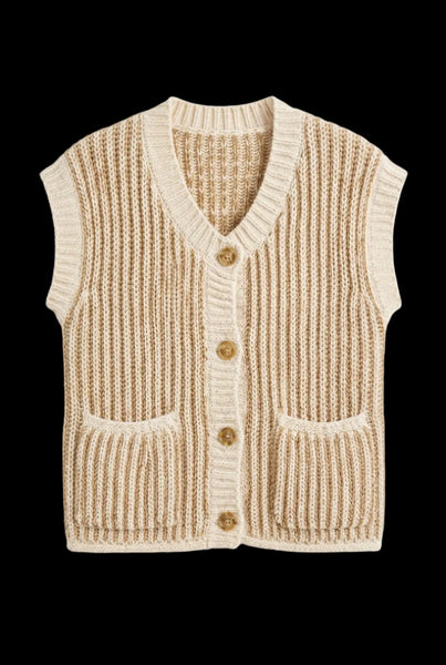 Kinlee Vest Cardigan - Cream