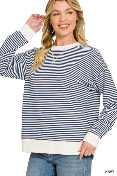 Jenn Striped Pullover - NAVY