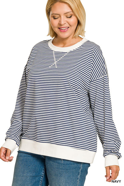 Jenn Striped Pullover - NAVY