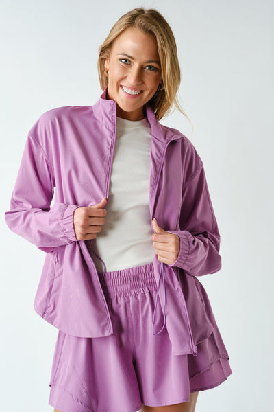 Cinch Peplum Jacket - Mulberry