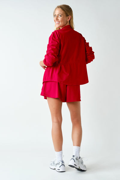 Cinch Peplum Jacket - Red