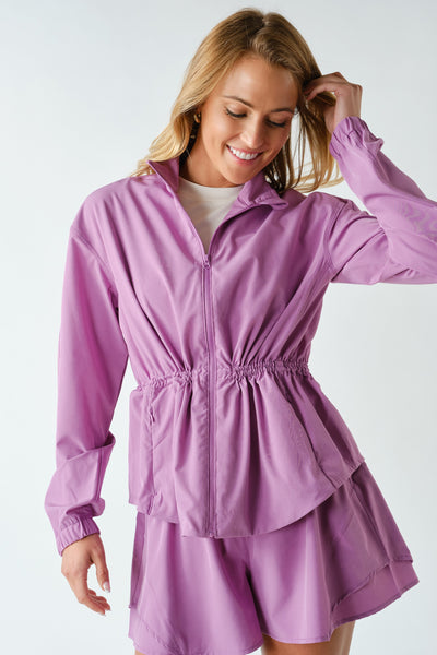 Cinch Peplum Jacket - Mulberry