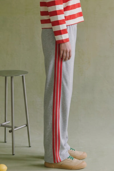 Sporty Side Pants - GREY/RED