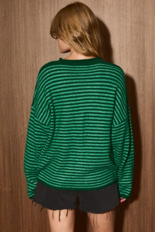 Kelly Striped Cardigan - Green
