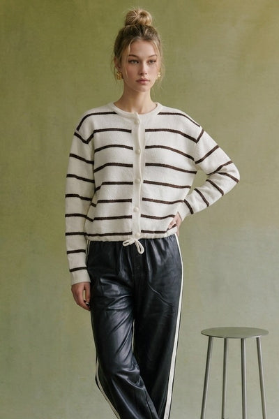 Dani Striped Drawstring Cardigan
