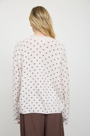 Mo Polka Dot Cardigan - Oatmeal