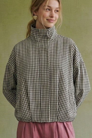 Gingham Jacket - BLACK