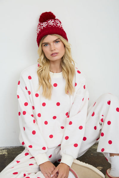 Polka Dot Sweatshirt - Red