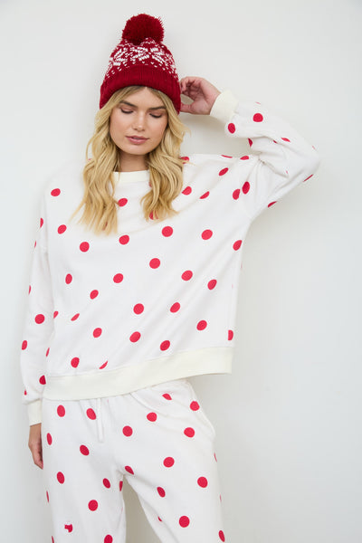 Polka Dot Sweatshirt - Red