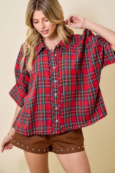 Christmas Plaid Blouse