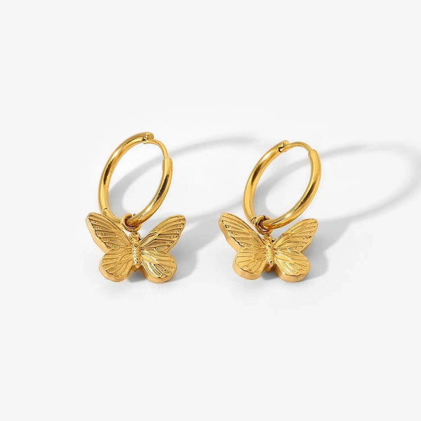 Huggie Charm Earrings - Faye Butterfly Gold