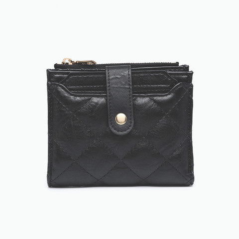 Melody Quilted Zip Top Wallet - Black