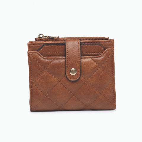 Melody Quilted Zip Top Wallet - Brown