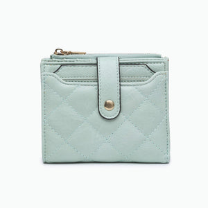 Melody Quilted Zip Top Wallet - Seafoam