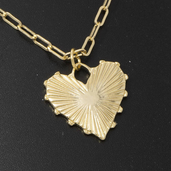 Gold Dipped Heart Pendant Paperclip Chain Necklace