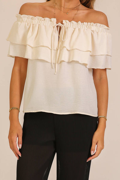 Airflow Off-Shoulder Tiered Ruffle Top