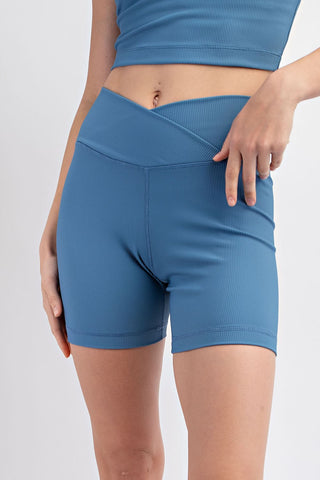 HLB Ribbed Biker Short - Blue